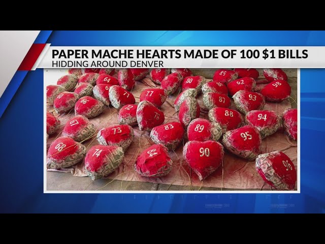 Local artist hides hearts made of $100 in Denver for Valentine’s Day