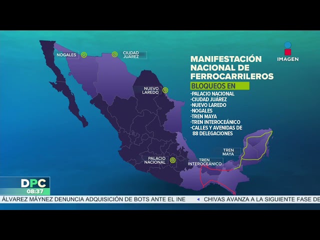 Ferrocarrileros realizarán bloqueos hoy en varios estado del país