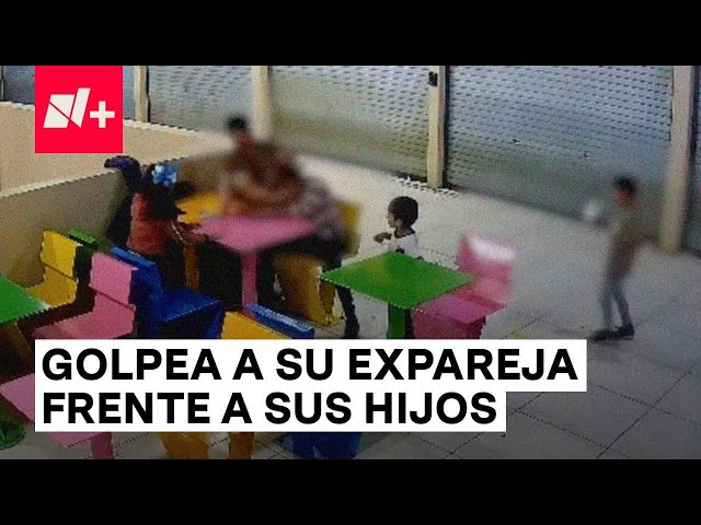 Hombre golpea a su expareja frente a sus hijos en mercado de Querétaro - N+ #Shorts