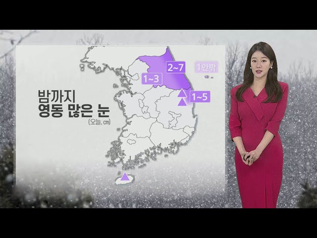 [날씨] 밤까지 영동 많은 눈…내일 아침 기온 '뚝' / 연합뉴스TV (YonhapnewsTV)