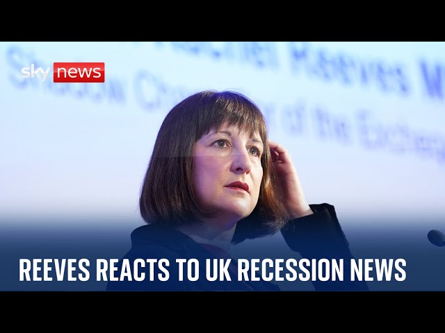 Shadow Chancellor Rachel Reeves reacts to UK recession news