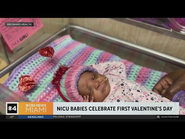 ⁣Broward Health Medical Center NICU babies celebrated first Valentine's Day