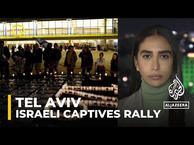 Families of the Israeli captives rally outside the defence ministry