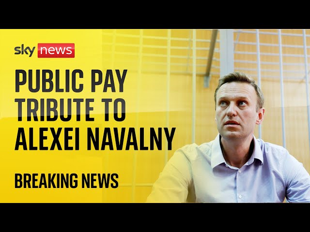 Watch live: Russian public lay flowers in tribute to Alexei Navalny after he died in prison