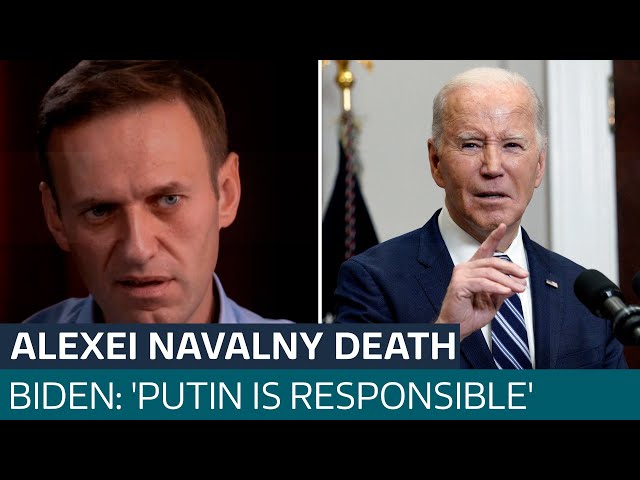 'Putin is responsible' says President Biden after Alexei Navalny reported dead | ITV News