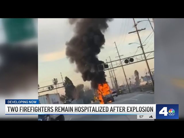 Two firefighters remain hospitalized after truck explosion