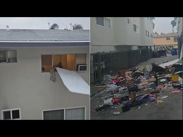 Neighbor nightmare: Man tossing furniture, screaming out window all day