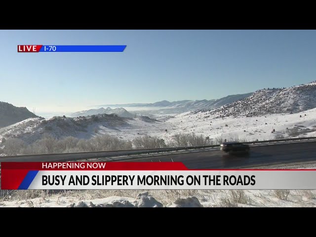 Slippery conditions on I-70 after new snow