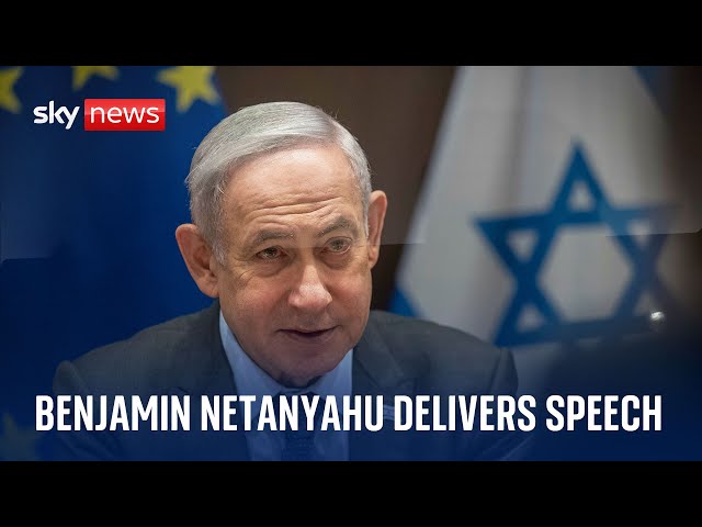 Israeli Prime Minister Benjamin Netanyahu delivers a speech