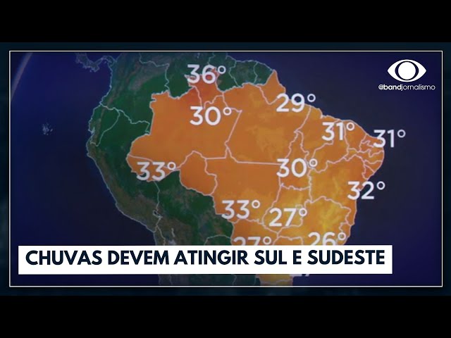 Previsão do tempo:  chuvas devem atingir Sul e Sudeste