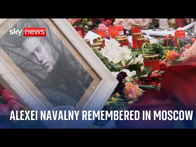 Watch live: Russians continue to lay down tributes at a memorial for Alexei Navalny in Moscow