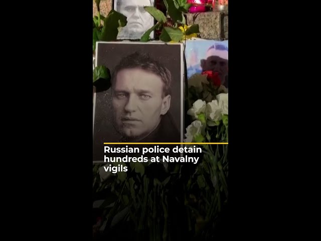 Hundreds detained at Navalny memorials in Russia | #AJshorts