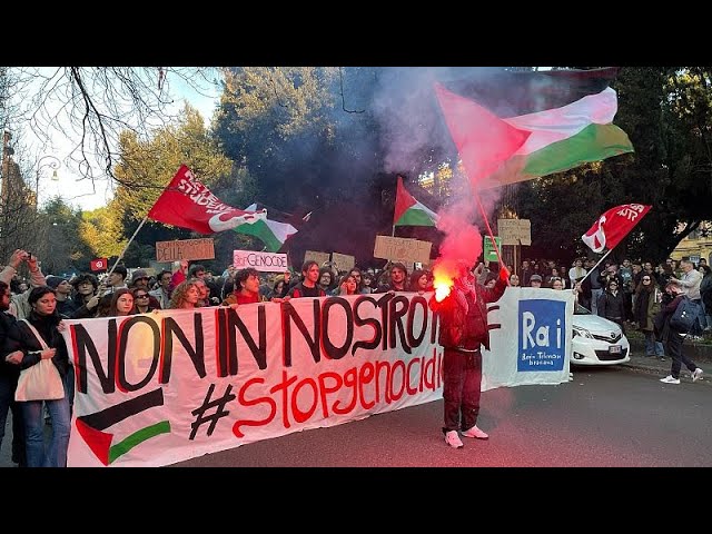 Protests in Rome over state broadcaster RAI's Gaza stance