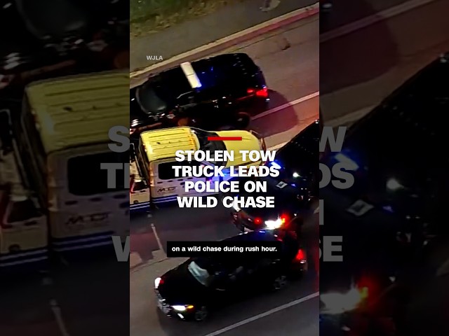 Watch: Stolen tow truck leads police on wild chase