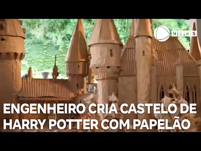 Engenheiro cria castelo dos filmes do Harry Potter com papelão