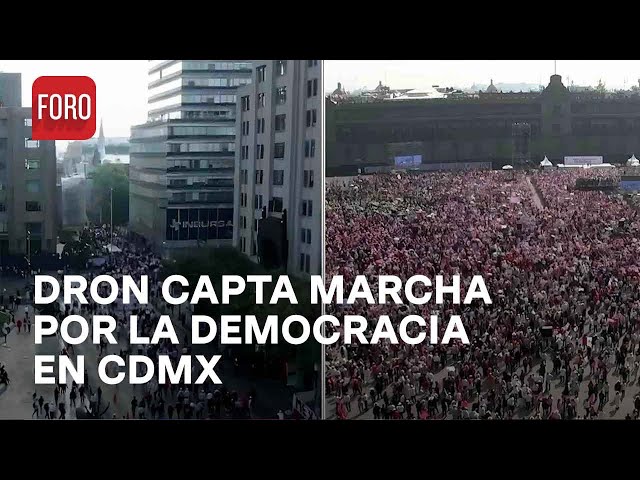 Así se vio desde el aire la Marcha Nacional por Nuestra Democracia 2024 en Ciudad de México