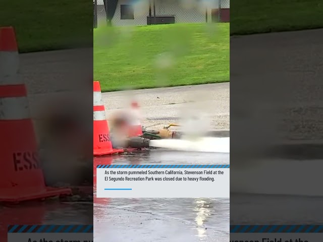 Rain floods Baseball field