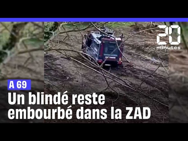 A 69 : Un blindé reste embourbé dans la ZAD de la Crém’arbre #shorts