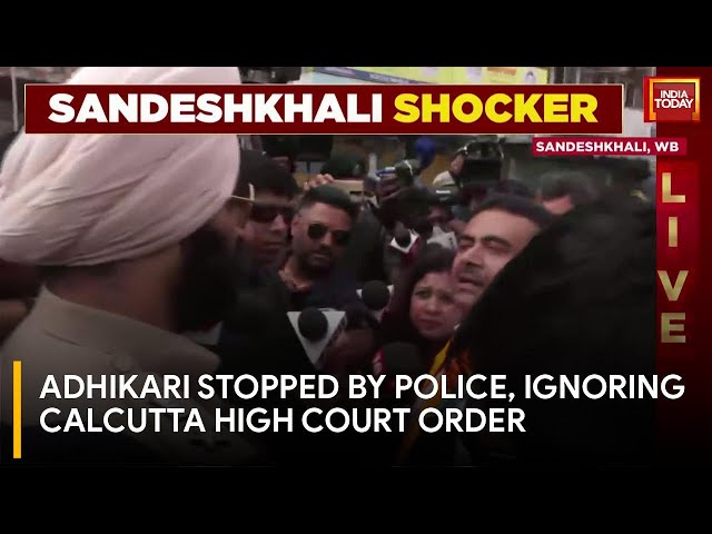 Suvendu Adhikari Stopped By Police En Route to Sandeshkhali Despite HC Order | Sandeshkhali News