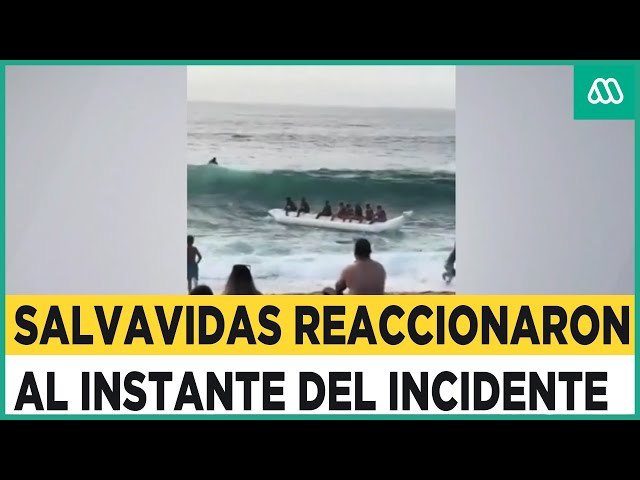 Fuerte ola vuelca atraccion inflable en Punta de Tralca