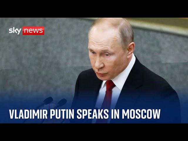 Vladimir Putin speaks at the “Strong Ideas for New Times” forum