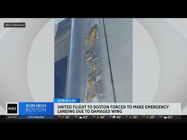 Damaged wing forces United flight to Boston to make emergency landing