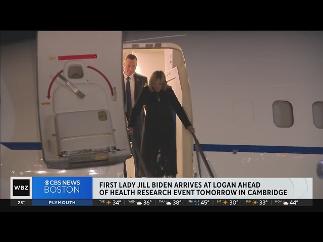 First Lady Dr. Jill Biden arrives at Logan Airport