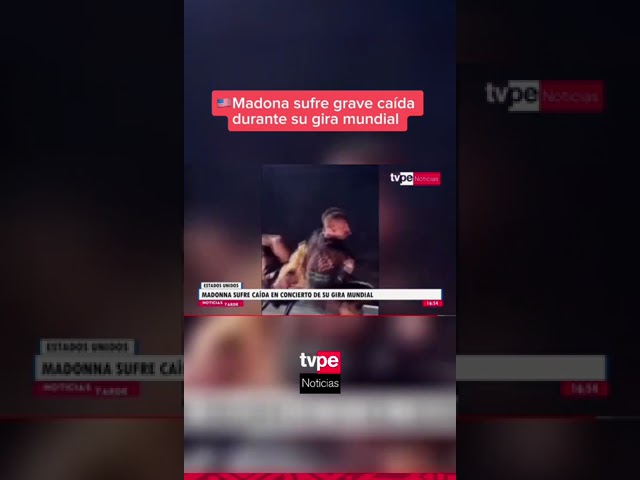  Madonna sufre aparatosa caída en concierto tras el tropiezo de uno de sus bailarines.