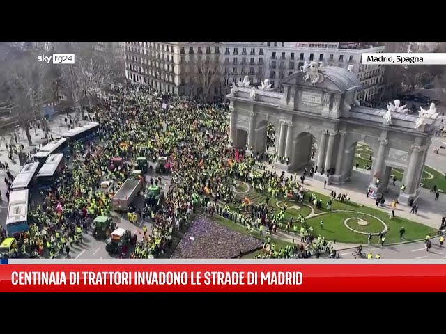 La protesta dei trattori arriva a Madrid