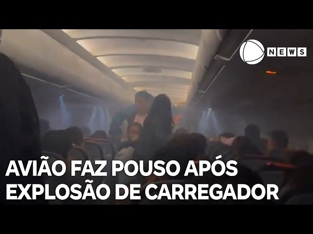 Avião faz pouso de emergência após explosão de carregador