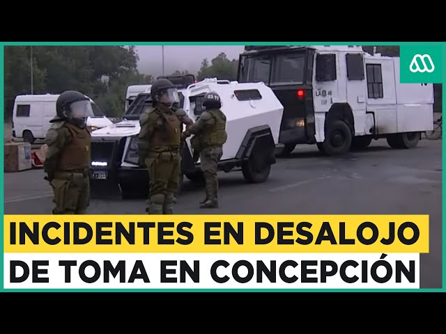 Incidentes en desalojo de toma en Concepción: Carabineros saca a las personas del lugar