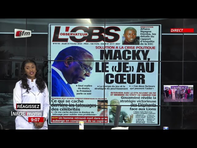 Unes de l'Obs & RECORD présenté par Sokhna Natta Mbaye - Infos Matin du 22 Février 2024