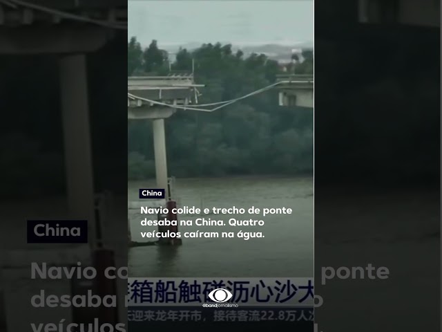 Navio colide e trecho de ponte desaba na China #Bandjornalismo