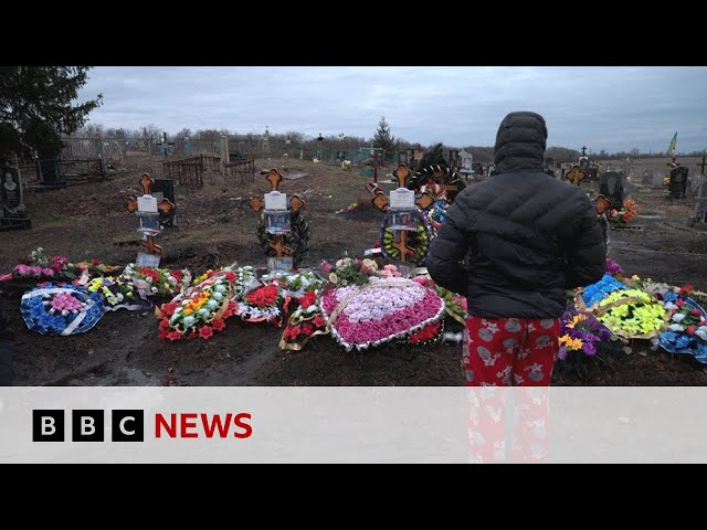 Children of Ukrainian village orphaned by Russian missile | BBC News