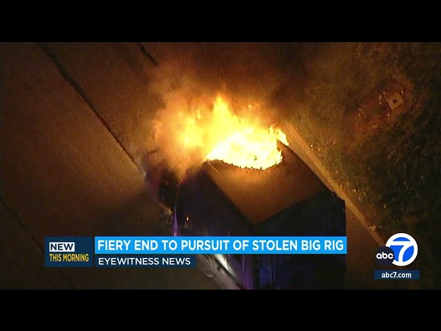 Fiery end to stolen big rig chase