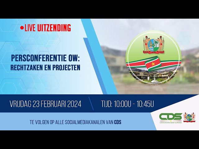 ⁣PERSCONFERENTIE MINISTERIE VAN OPENBARE WERKEN: RECHTZAKEN EN PROJECTEN 23 FEBRUARI 2024