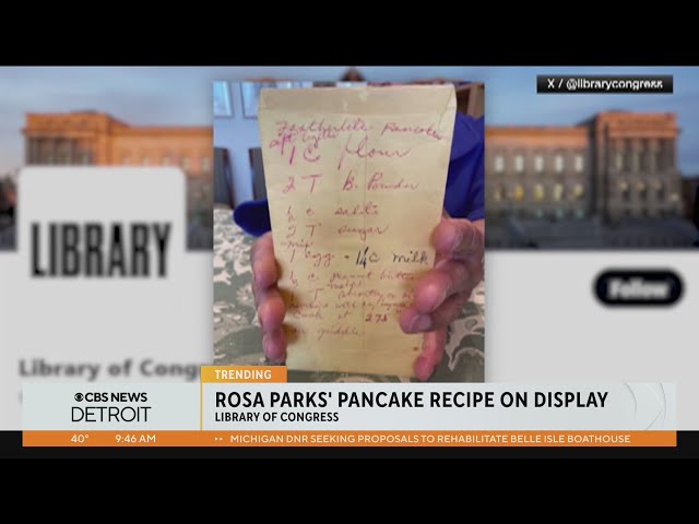 Library of Congress releases Rosa Parks' pancake recipe written on Detroit bank envelope