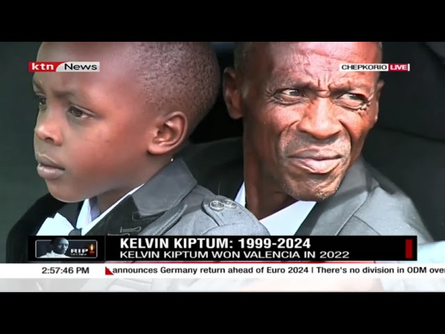 Athlete Kelvin Kiptum's casket heads to the burial ground