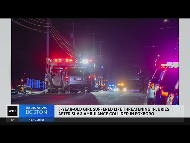 8-year-old girl critically hurt after SUV and ambulance collide in Foxboro