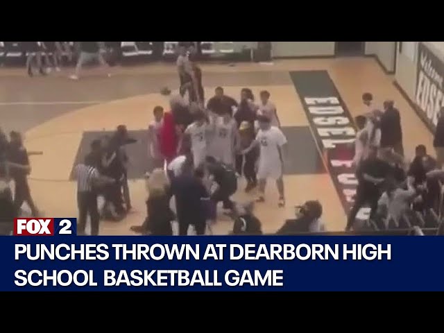 Brawl at Dearborn high school basketball game