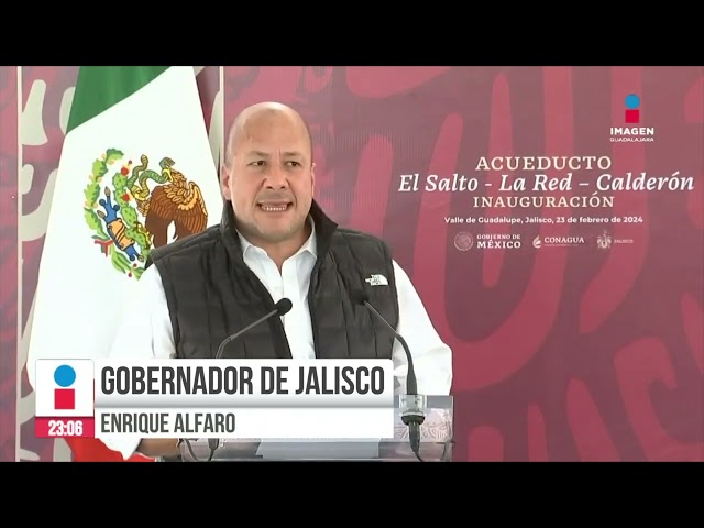 El presidente López Obrador estuvo presente en la inauguración del acueducto Salto Calderón