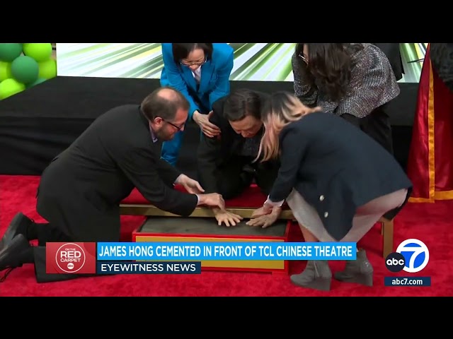 James Hong places handprints, footprints in cement at TCL Chinese Theatre