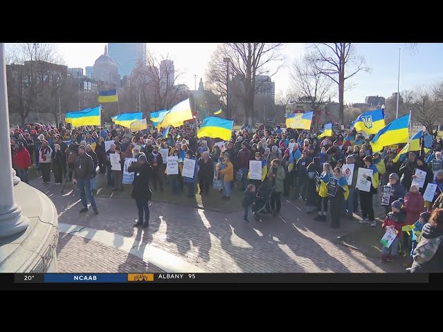 People gather on Boston Common to mark 2 years since Russia invaded Ukraine