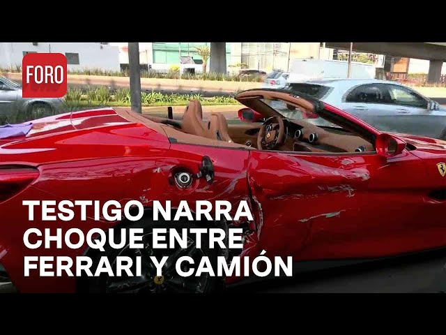 Ferrari choca contra camión de transporte público en el Periférico Sur, Ciudad de México