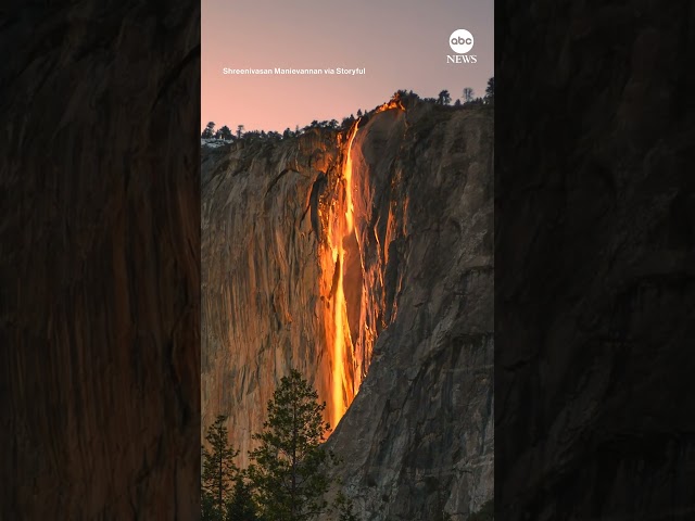 Sun creates ‘firefall’ on Yosemite’s Horsetail Fall