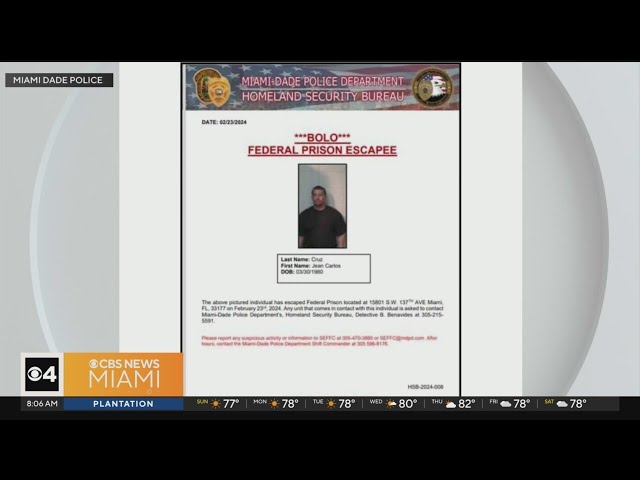 Federal prisoner escapes in Miami-Dade