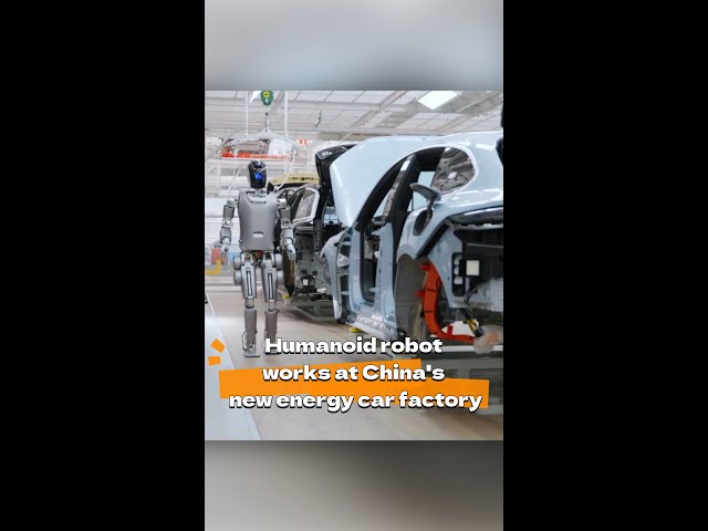 Humanoid robot works at new energy car factory in S China