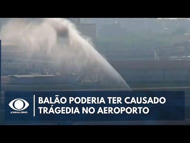 Balão prestes a cair no Aeroporto do Galeão foi abatido canhão de água