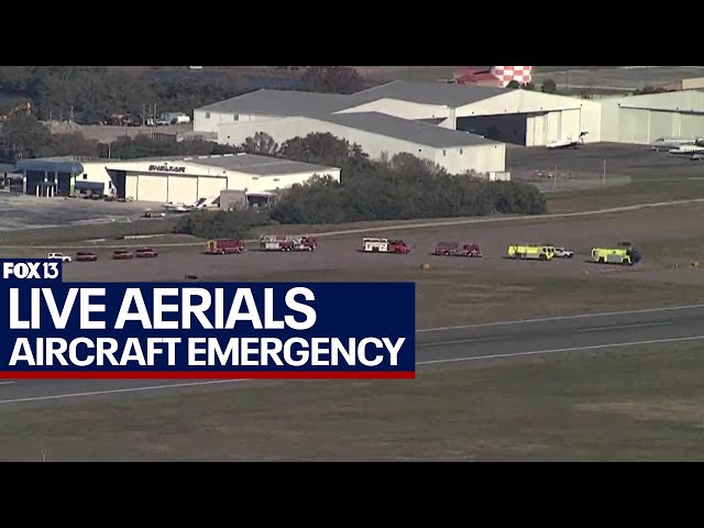 LIVE AERIALS: Aircraft emergency flying into St. Pete-Clearwater International Airport