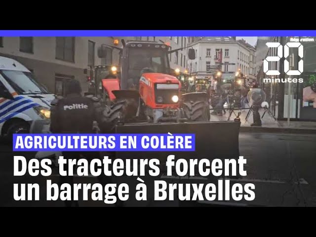 Des tracteurs forcent un barrage de police et paralysent Bruxelles